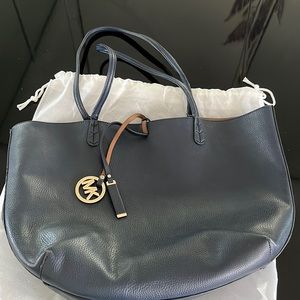 Navy Blue Leather tote